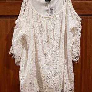 Torrid Cold Shoulder White Top
